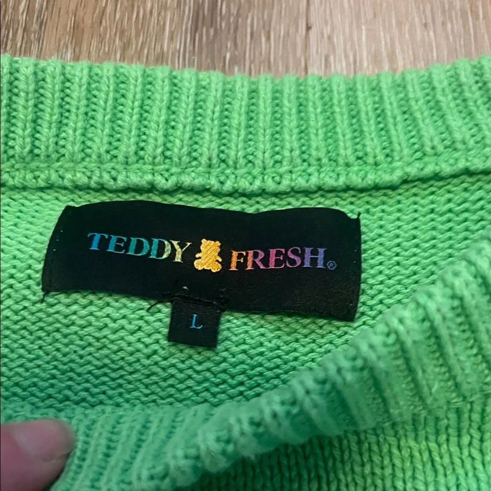 Teddy Fresh Green Bear Sweater Size Large Women’s Retails for $150